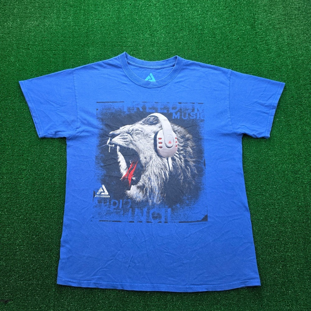 Audio Council Freedom Music Roaring Lion Headphones Graphic Tshirt Mens Large